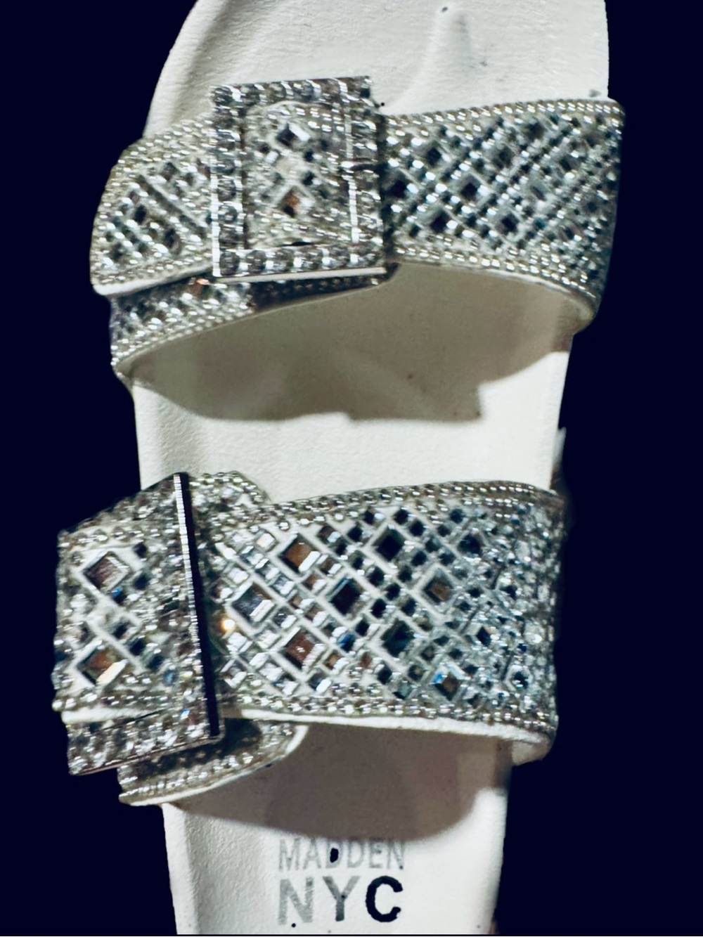 Silver Rhinestone Double-Buckle Sandals - Picture 9 of 10